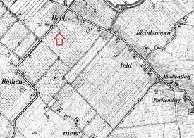 Standort des Holländerhofes - Auszug aus dem Messtischblatt 2122 Krempe