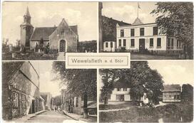 1914 Wewelsfleth  - Trinitatis Kirche, Gastwirtschaft Sternberg, Dorfstraße, alter Hafen