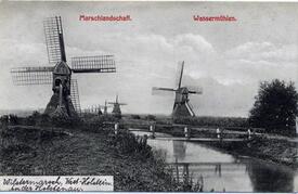 1909 Schöpfmühlen an einer Wettern in der Wilstermarsch