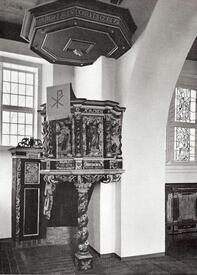 1962 Kanzel aus dem Jahr 1709 in der Kirche St. Nicolai zu Beidenfleth in der Wilstermarsch