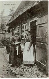 1907 langstielige Pfeife rauchende Frauen in der Wilstermarsch beim sogenannten Tabak saufen 