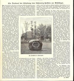 1898 Artikel in einem Journal - Ein Denkmal der Erhebung von Schleswig-Holstein am Mississippi